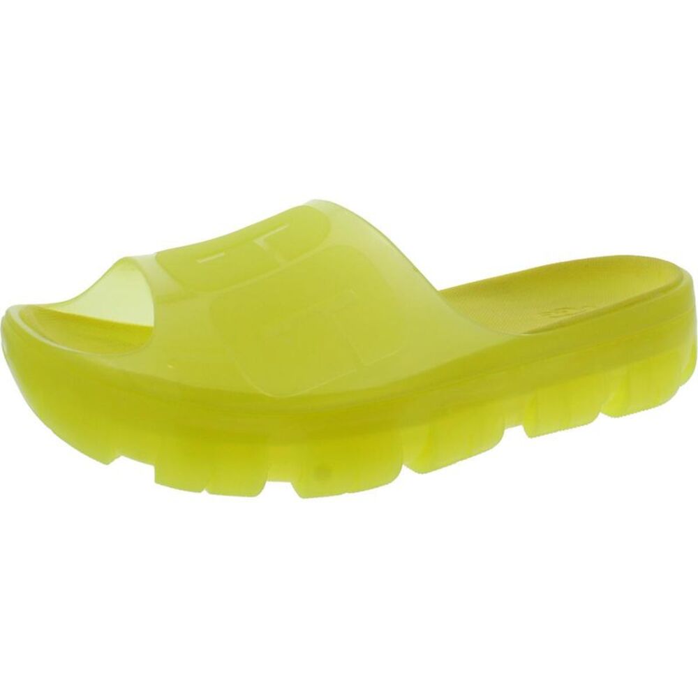 Ugg Womens Jella  Yellow Pool Slip On Logo Slide Sandals Shoes NWT